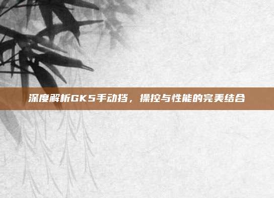 深度解析GK5手动挡，操控与性能的完美结合