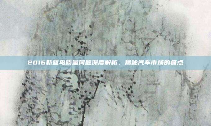 2016新蓝鸟质量问题深度解析，揭秘汽车市场的痛点