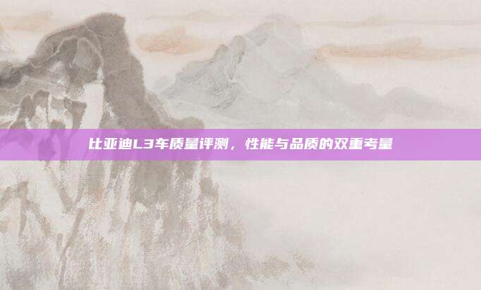 比亚迪L3车质量评测,性能与品质的双重考量