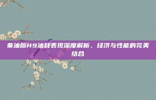 柴油版H9油耗表现深度解析,经济与性能的完美结合