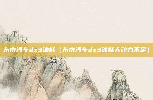 东南汽车dx3油耗（东南汽车dx3油耗大动力不足）