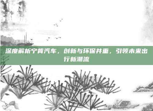 深度解析宁肯汽车，创新与环保并重，引领未来出行新潮流
