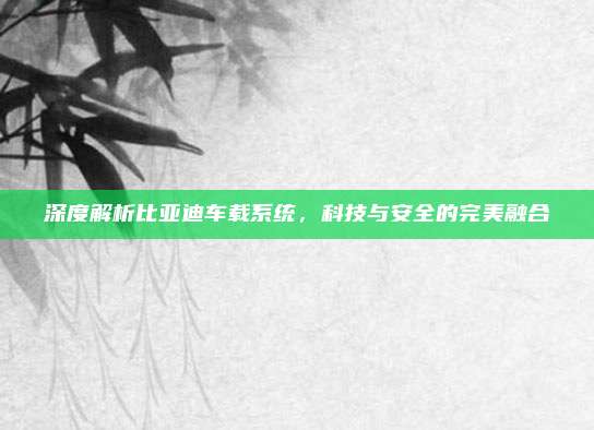 深度解析比亚迪车载系统，科技与安全的完美融合