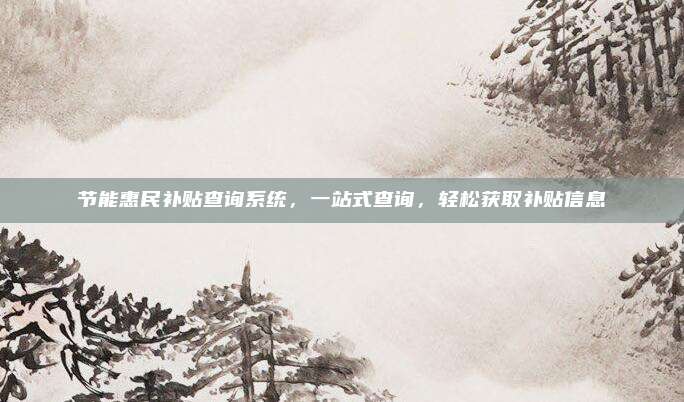 节能惠民补贴查询系统，一站式查询，轻松获取补贴信息