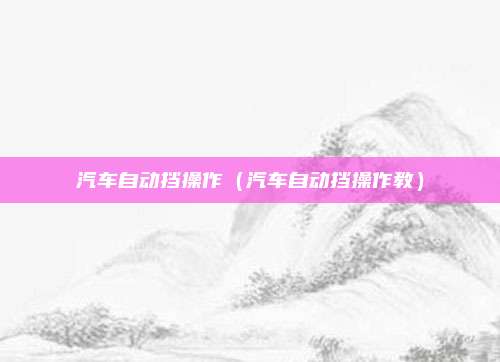 汽车自动挡操作（汽车自动挡操作教）