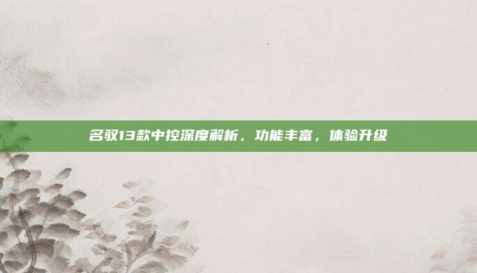 名驭13款中控深度解析，功能丰富，体验升级