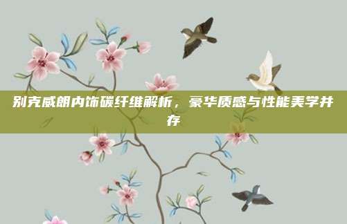 别克威朗内饰碳纤维解析，豪华质感与性能美学并存