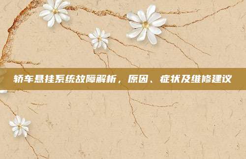 轿车悬挂系统故障解析，原因、症状及维修建议