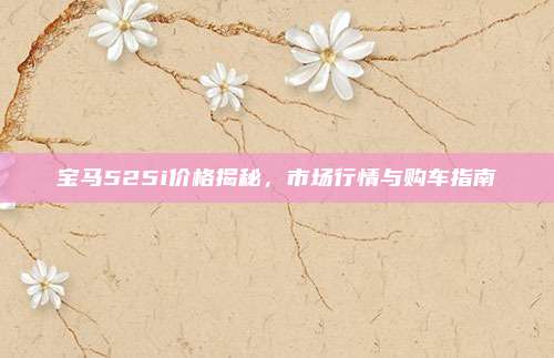 宝马525i价格揭秘，市场行情与购车指南