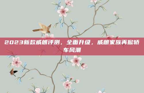 2023新款威朗评测，全面升级，威朗家族再掀轿车风潮