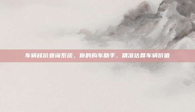 车辆核价查询系统,你的购车助手,精准估算车辆价值