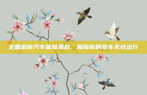 全面解析汽车保险条款,保障你的爱车无忧出行
