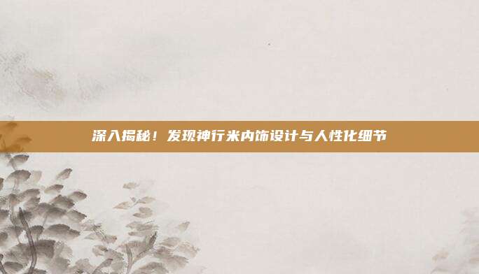 深入揭秘！发现神行米内饰设计与人性化细节
