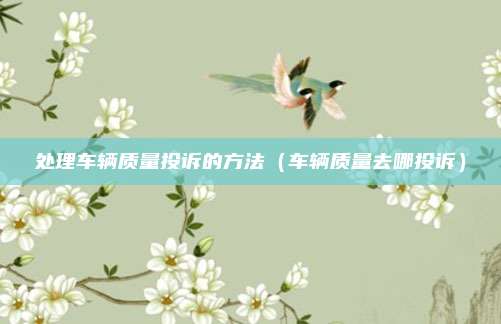 处理车辆质量投诉的方法（车辆质量去哪投诉）