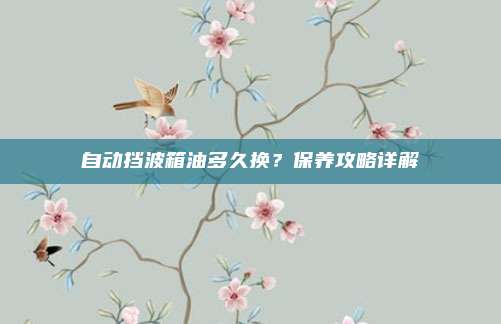 自动挡波箱油多久换？保养攻略详解