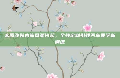 太原改装内饰风潮兴起，个性定制引领汽车美学新潮流