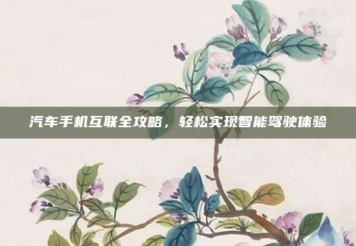 汽车手机互联全攻略，轻松实现智能驾驶体验
