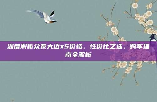 深度解析众泰大迈x5价格，性价比之选，购车指南全解析