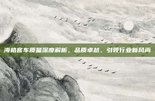 海格客车质量深度解析，品质卓越，引领行业新风尚