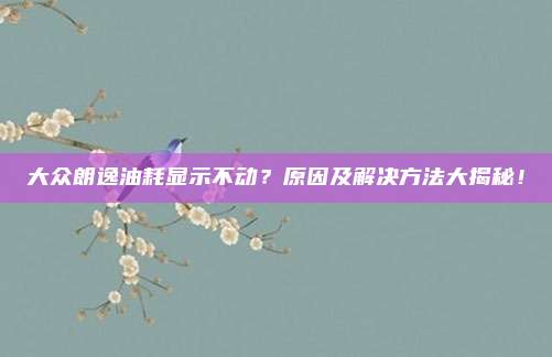 大众朗逸油耗显示不动？原因及解决方法大揭秘！