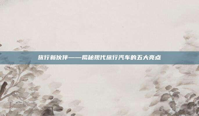 旅行新伙伴——揭秘现代旅行汽车的五大亮点
