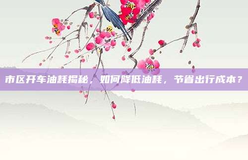 市区开车油耗揭秘，如何降低油耗，节省出行成本？