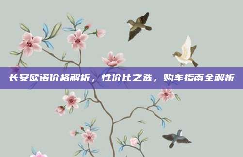 长安欧诺价格解析，性价比之选，购车指南全解析