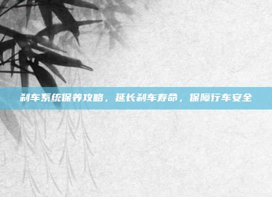 刹车系统保养攻略，延长刹车寿命，保障行车安全