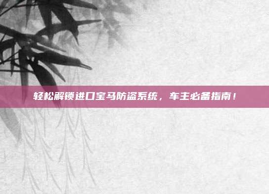 轻松解锁进口宝马防盗系统，车主必备指南！