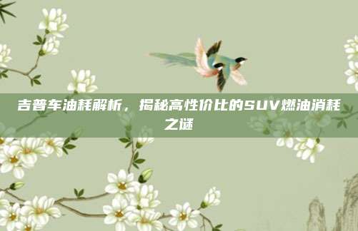 吉普车油耗解析，揭秘高性价比的SUV燃油消耗之谜