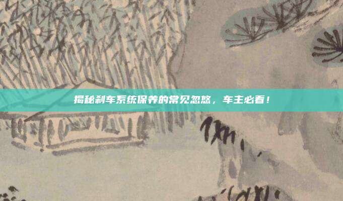 揭秘刹车系统保养的常见忽悠，车主必看！