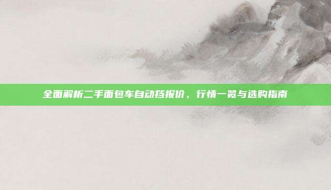 全面解析二手面包车自动挡报价，行情一览与选购指南