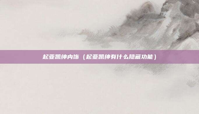起亚凯绅内饰（起亚凯绅有什么隐藏功能）