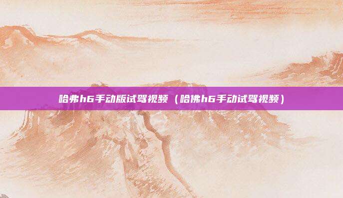 哈弗h6手动版试驾视频（哈佛h6手动试驾视频）
