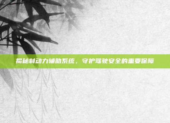 揭秘制动力辅助系统，守护驾驶安全的重要保障