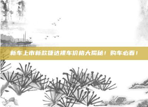 新车上市新款捷达裸车价格大揭秘！购车必看！
