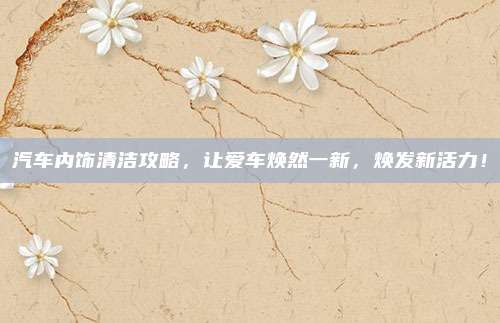 汽车内饰清洁攻略，让爱车焕然一新，焕发新活力！