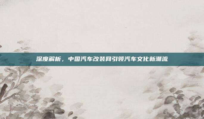 深度解析，中国汽车改装网引领汽车文化新潮流