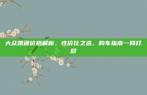 大众凯途价格解析，性价比之选，购车指南一网打尽