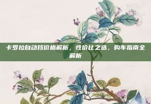 卡罗拉自动挡价格解析,性价比之选,购车指南全解析