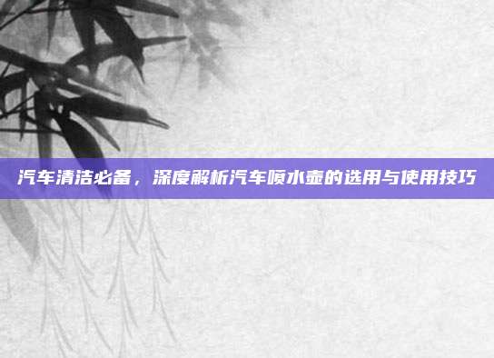 汽车清洁必备,深度解析汽车喷水壶的选用与使用技巧