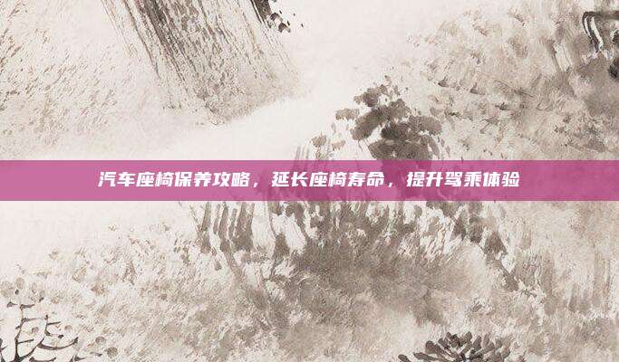汽车座椅保养攻略,延长座椅寿命,提升驾乘体验