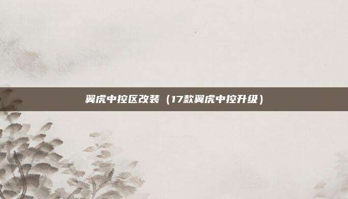 翼虎中控区改装(17款翼虎中控升级)