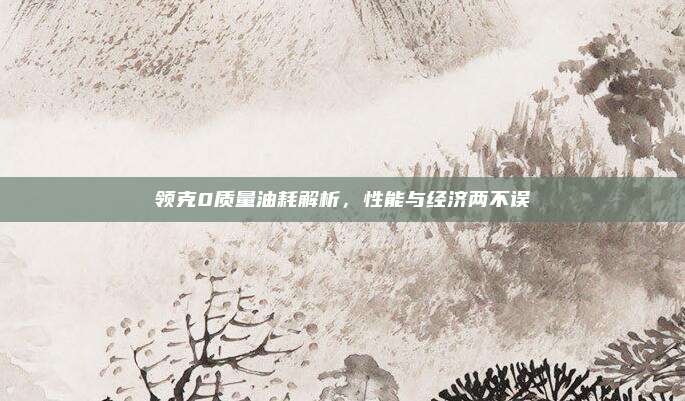 领克0质量油耗解析，性能与经济两不误