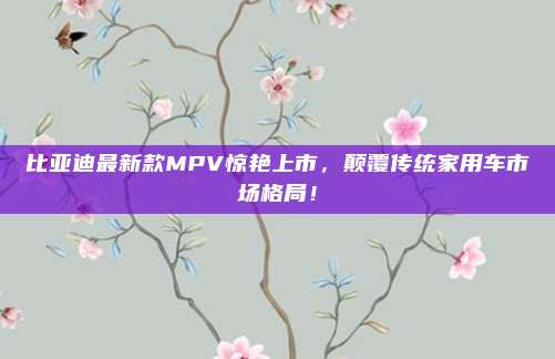 比亚迪最新款MPV惊艳上市，颠覆传统家用车市场格局！
