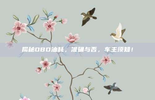 揭秘OBD油耗，准确与否，车主须知！