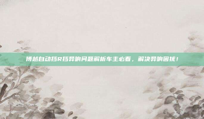 博越自动挡R挡异响问题解析车主必看，解决异响困扰！