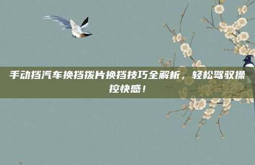 手动挡汽车换挡拨片换挡技巧全解析，轻松驾驭操控快感！