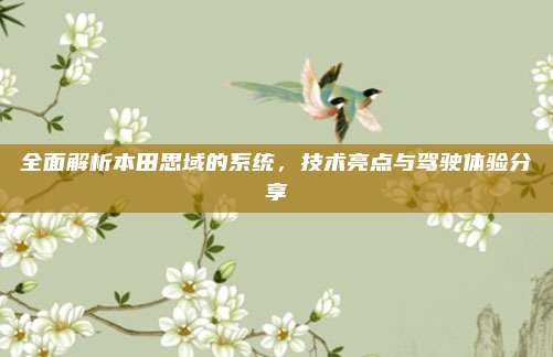 全面解析本田思域的系统,技术亮点与驾驶体验分享