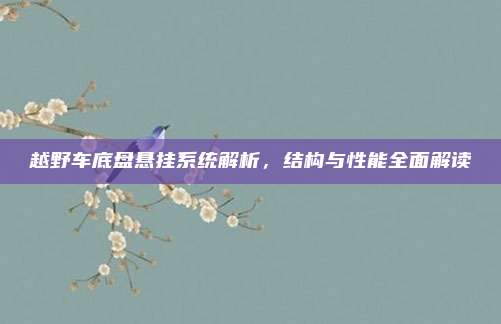 越野车底盘悬挂系统解析，结构与性能全面解读